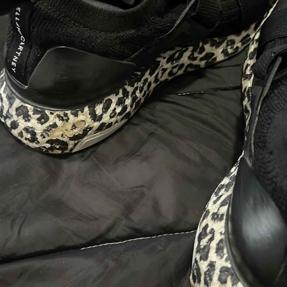 Adidas by Stella Mccartney Black & Leopard Sneakers French 36.5 36 1/2 - Picture 5 of 6